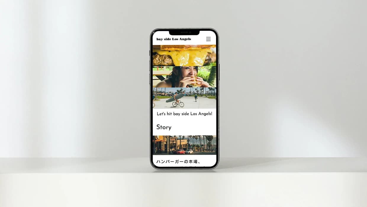 スマホで開かれたbay side Los AngelsのWebサイト